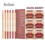 6pcs Velvet Matte Lip Liner Set - Long-Lasting Versatile Shades Longlasting Lip Makeup Berry Brown Pink Lip Pencil
