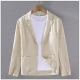 70% Linen 30% Cotton Breathable Men’s Blazer Suit Jacket For Men Black Coat For Summer Business Lightweight Male