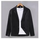 70% Linen 30% Cotton Breathable Men’s Blazer Suit Jacket For Men Black Coat For Summer Business Lightweight Male