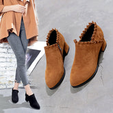 Women High Heel Suede Martin Boots with Side Zipper - Hair Remover