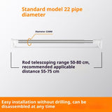 Telescopic Rod No-drill Balcony Clothes Hanger Bathroom - 22MM / 50 To 80cm