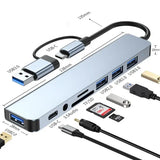 Type C Hub Docking Station with Audio Jack Adapter for Laptops - 8 IN 2