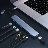 Type C Hub Docking Station with Audio Jack Adapter for Laptops - 8 IN 2
