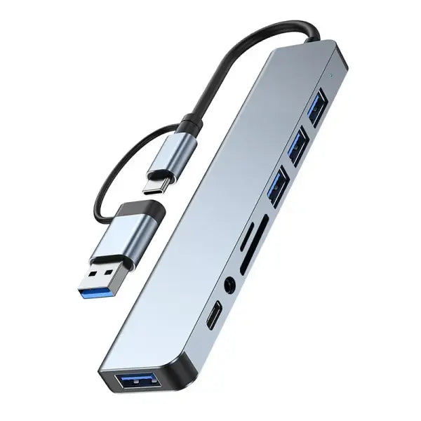 Type C Hub Docking Station with Audio Jack Adapter for Laptops - 8 IN 2
