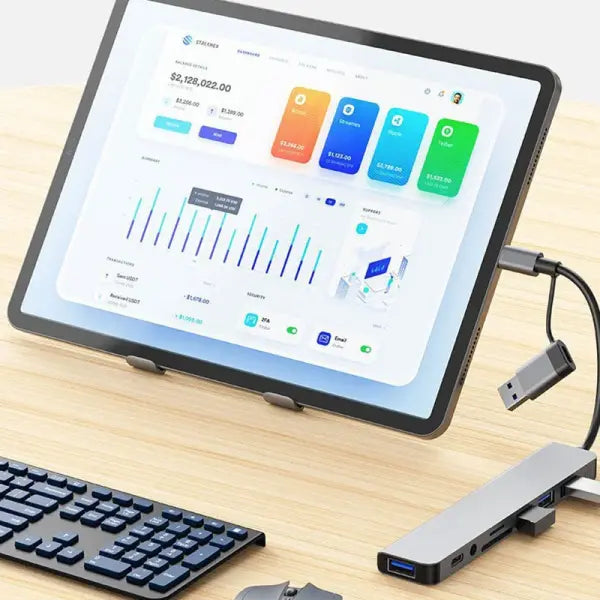 Type C Hub Docking Station with Audio Jack Adapter for Laptops - 8 IN 2