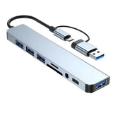 Type C Hub Docking Station with Audio Jack Adapter for Laptops - 8 IN 2