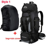 Large capacity 90L waterproof trekking bag for camping - BK ad cover style 1