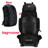 Large capacity 90L waterproof trekking bag for camping - BK ad cover New