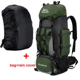 Large capacity 90L waterproof trekking bag for camping - Army ad cover