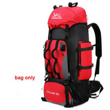 Large capacity 90L waterproof trekking bag for camping - Red