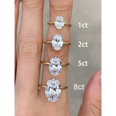 925 Sterling Silver Zircon Oval Ring – Luxury Engagement & Wedding Jewelry for Women (1–8CT)