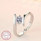 Sterling Silver Ring Tension Setting Zircon Fine Jewelry Wedding Gift