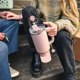 9pcs Accessories Set with Flower Charm Chain and Silicone Straw Cap