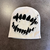 Knitting Beanies Y2k Goth Tooth Caps Warm Vintage Streetwear