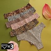 Leopard Panties 3-Piece Seamless Ice Silk Set Sexy Printed Style