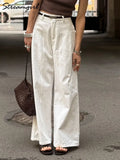 Cotton Linen Wide Leg Suit Pants High Waist Formal Trousers