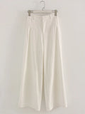 Cotton Linen Wide Leg Suit Pants High Waist Formal Trousers