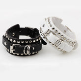 Gothic Spike Studded Leather Bracelets Black Punk Rock Jewelry