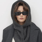 Winter Balaclava Knitted Hooded Scarf Warm One Piece Outdoor Beanie