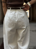 Cotton Linen Wide Leg Suit Pants High Waist Formal Trousers