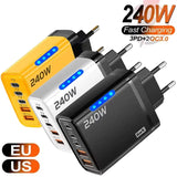 240W GaN USB C Charger 5 in 1 Adapter for Fast Charging Multi Devices