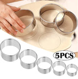 Stainless Steel Biscuit Mold 5 Piece Round Set for Pastry and Baking