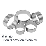 Stainless Steel Biscuit Mold 5 Piece Round Set for Pastry and Baking