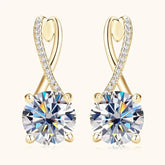 Moissanite Drop Earrings Silver Gold Plated 2.0CT Certified Wedding Jewelry
