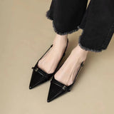 French Pointed Heel Sandals Burgundy Patent Upper Fairy Style