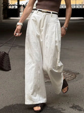 Cotton Linen Wide Leg Suit Pants High Waist Formal Trousers