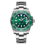 Addiesdive Stainless Steel Case Quartz Watch with Steel Band - green steel
