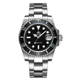 Addiesdive Stainless Steel Case Quartz Watch with Steel Band - black steel