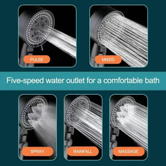 Adjustable Showerhead with 5 Mode High Pressure Water Saving Nozzle - Himpall