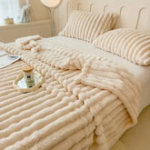 All-Season Gift,Luxurious Faux Rabbit Fur Throw Blanket Flannel Fabric-Soft Warm&Cozy for Couch Bed