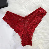 ALLTOOALL Women’s Sleepwear Underwear Transparent Sexy Lace Red Lingerie Pijamas Sets Nightdress And Panty Female