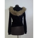 Y2K Plush Hooded Jacket – Thickened Black Warm Streetwear Coat Women