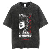 Baki Hanma Anime T-Shirt – Men’s Oversized Washed Cotton Harajuku Hip Hop Streetwear Tee - black-RENY040C / L