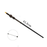 Black Anime Cosplay Metal Core Magic Wand, 41.5cm Wooden with Bulb Details