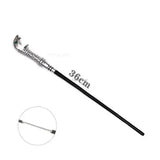 Ornate silver and black anime cosplay metal core magic wand with dragon handle