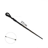 Black metal core magic wand for anime cosplay, 37 cm curved handle