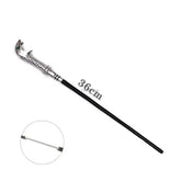 Ornate silver and black anime cosplay metal core magic wand with curved handle