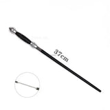 37cm black anime cosplay metal core magic wand with silver ends