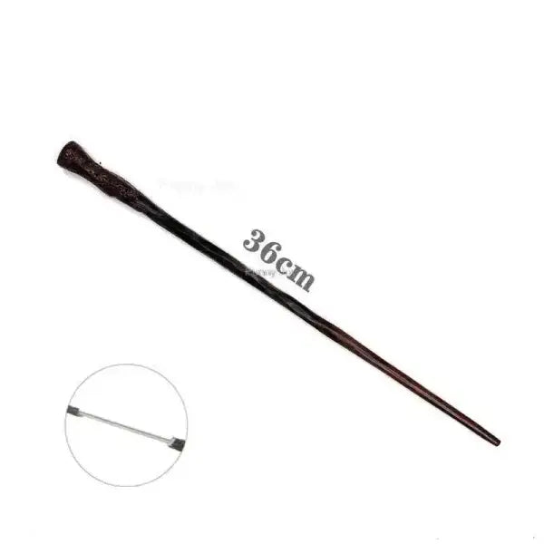 36cm dark wooden anime cosplay metal core magic wand