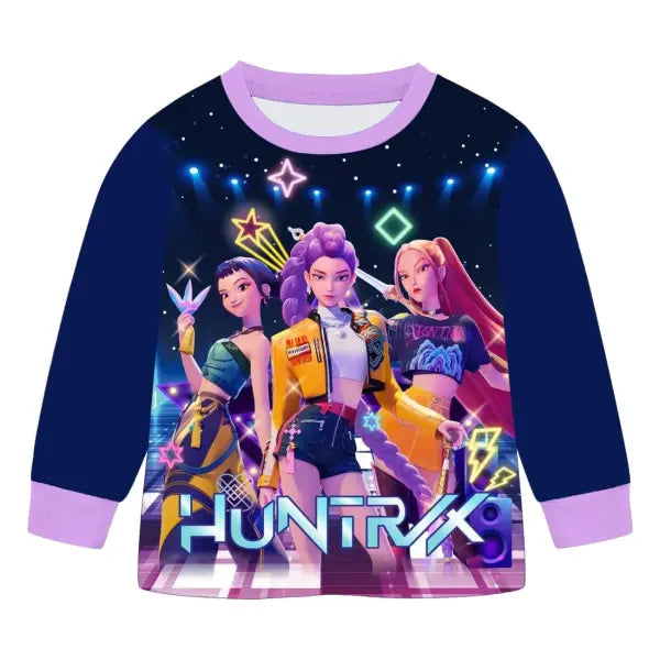 K-Pop Demon Hunters Kids Pajama Set Zoey Rumi Anime Shirt and Pants