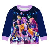 Anime Kpop Demon Hunters Zoey Costume Autumn Pajamas for Children’s Clothing 3-14Years Kids Huntrix Rumi Girls Tshirt