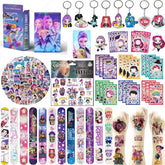 Demon Slayer Party Favors Set: Slap Bracelets Tattoos Cards & Balloons Manga Birthday Supplies