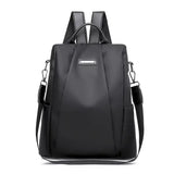 Anti-theft backpack women’s bag 2024 new Korean version trendy fashion bag nylon canvas oxford cloth backpack - black
