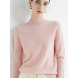 Women’s Mock-Neck Sweater – Soft Basic Knit Autumn Winter Pullover - Pink / One Size