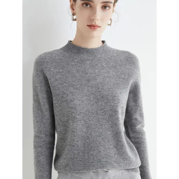 Women’s Mock-Neck Sweater – Soft Basic Knit Autumn Winter Pullover - GRAY / One Size