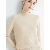 AOSSVIAO 2025 Autumn Winter Solid Mock-neck Pullover Sweater For Women Casual Knitwear Female Clothing Basic Soft Tops